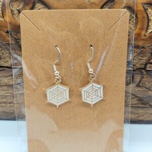Spider Web Earrings Halloween Earrings White
